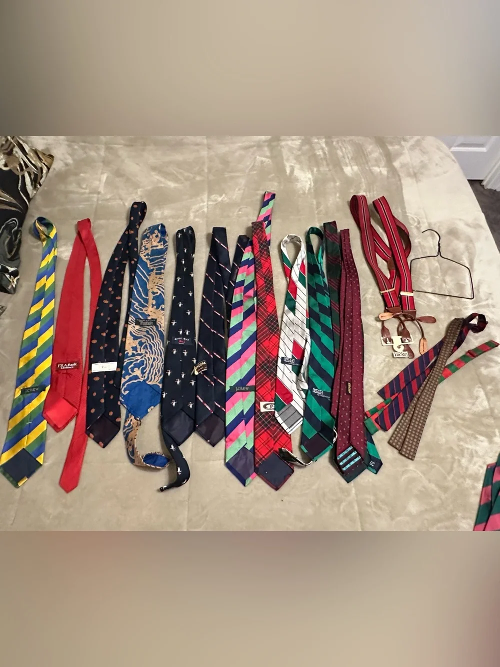 Assorted Men's Ties and Suspenders - Multicolor Necktie Lot